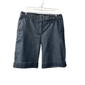 Pink Twill Women's Dark Blue Mid-Thigh Shorts